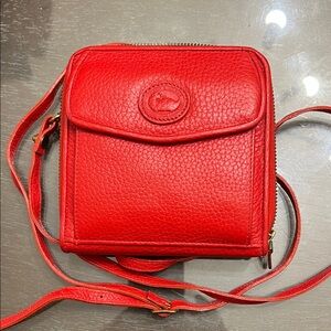 Vintage 90s  Dooney & Burke Red AWL Leather Crossbody Belt Bag